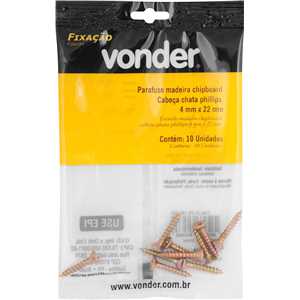 Parafuso madeira chipboard, cabeça chata, fenda cruzada/phillips, 4,0 mm x 22,0 mm, VONDER