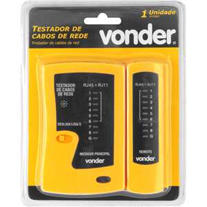 Testador de cabos de rede RJ11, RJ12 e RJ45, VONDER