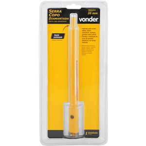 Serra copo diamantada 20 mm, com haste, VONDER