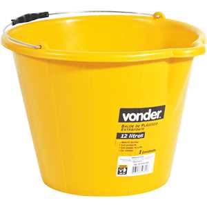 Balde de plástico extraforte, 12 litros, amarelo, VONDER