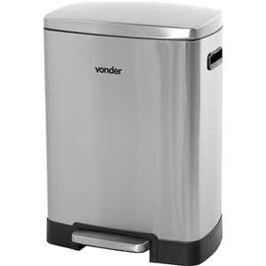 Lixeira retangular, 50 litros, inox, cinza, VONDER