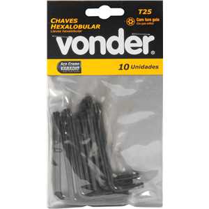Chave hexalobular tipo L, com furo guia, T25 VONDER