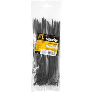 Abraçadeira de nylon para parafusos, preta, 220 mm x 4,3 mm, VONDER