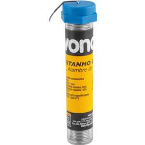 Estanho em fio, com fluxo, 1,0 mm, 63 x 37,com 22 g,VONDER