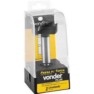 Fresa com dentes de vídea/metal duro para dobradiça tipo caneco, 35 mm, com 2 dentes, VONDER PLUS
