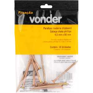 Parafuso madeira chipboard, cabeça chata, fenda cruzada/phillips, 4,5 mm x 50,0 mm, VONDER