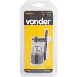 Mandril com chave, 1,5 mm - 10,0 mm, 3/8" x 24 fios, leve, VONDER
