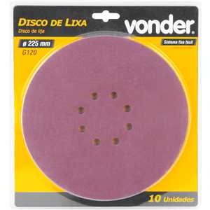 Disco de lixa com costado em pluma 225 mm, grão 120, para as lixadeiras LPV 400B, LPV 600, LPV 925, LPV 950B e LPV 1000, VONDER