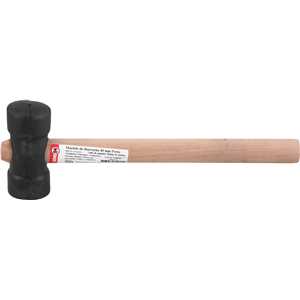 Martelo de borracha 40 mm, cabo em madeira, preto, NOVE54