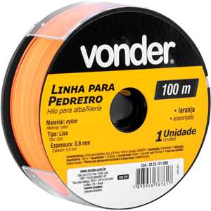 Linha para pedreiro, lisa, 0,8 mm x 100 m, laranja, VONDER