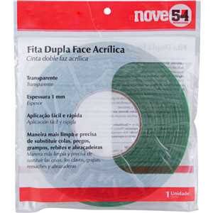 Fita dupla face acrílica, 19 mm x 20 m, NOVE54