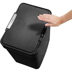 Lixeira retangular com sensor de abertura, 50 litros, inox, preta, VONDER