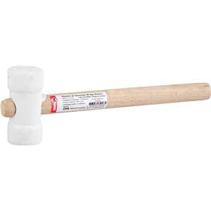 Martelo de borracha 40 mm, cabo em madeira, para azulejista, branco, NOVE54