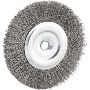 Escova circular de aço inox ondulado, 6" x 1/2" x 1/2" (152,4 mm x 12,7 mm x 12,7 mm) VONDER