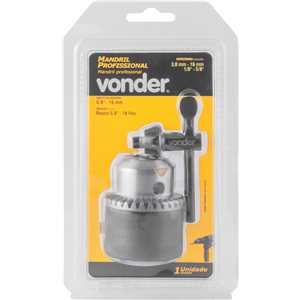 Mandril com chave, 3,0 mm - 16,0 mm, 5/8" x 16 fios, profissional, VONDER