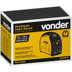 Inversor para solda TIG e eletrodo, 200 A, RIV 218AF, digital, pulsado, 85 V~ - 265 V~, alimentação automática, monofásico, VONDER