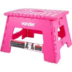 Banqueta plástica dobrável, rosa, altura 220 mm, VONDER