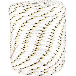 Corda multifilamento trançada 8,0 mm x 110 m,branca com detalhes em preto e amarelo, VONDER