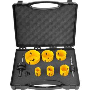 Jogo de serras copo bimetal, em aço rápido, com 9 peças, SCV 300, VONDER
