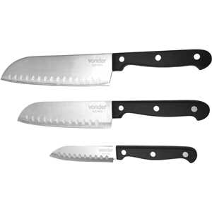 Jogo de facas, para fatiar e picar, inox, com 3 peças, VONDER