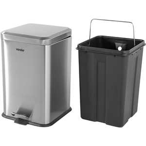 Lixeira retangular, 20 litros, inox, cinza, VONDER