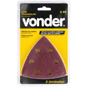 Lixa triangular com costado em pluma, grão 80, para lixadeira multifunção, VONDER