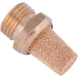 Silenciador de ar comprimido, longo, em latão, rosca 1/4" BSP, VONDER