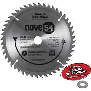 Lâmina de serra circular com dentes de metal duro/vídea, 185 mm x 20 mm, 48 dentes, NOVE54
