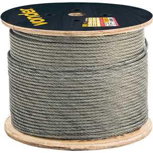 Cabo de aço galvanizado, alma de fibra, 3,18 mm - 1/8", 6 x 7, VONDER