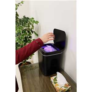 Lixeira retangular com sensor de abertura, bateria recarregável, 12 litros, plástica, preta, VONDER