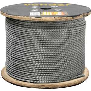 Cabo de aço galvanizado, alma de fibra, 7,94 mm - 5/16", 6 x 19S, VONDER