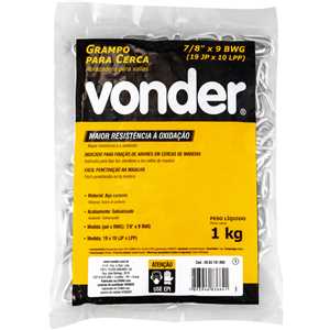 Grampo para cerca 7/8" x 9 BWG (19 x 10 (JP x LPP)), galvanizado, VONDER