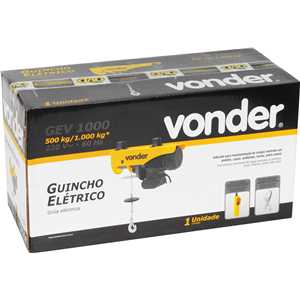 Guincho elétrico para  0,5 tonelada (0,5 tf) / 1 tonelada (1,0 tf) GEV 1000 220 V~ VONDER