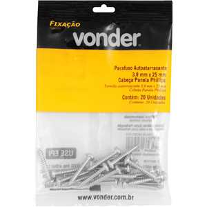 Parafuso autoatarraxante, 3,9 mm x 25,0 mm, cabeça panela, phillips, VONDER