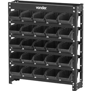 Estante metálica, com gaveteiros modelo prático preto, 25/3 VONDER