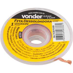 Fita malha dessoldadora 2,5 mm x 1,5 m,VONDER