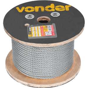 Cabo de aço galvanizado, alma de fibra, 12,70 mm - 1/2", 6 x 19S, VONDER