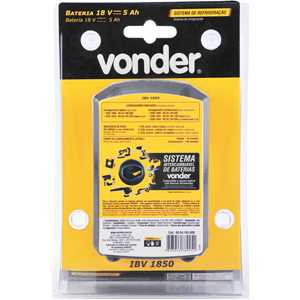 Bateria 18 V, íons de lítio, linha intercambiável, 5 Ah, IBV 1850, VONDER