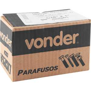 Parafuso sextavado zincado 5/16" x 1", UNC, rosca total, VONDER