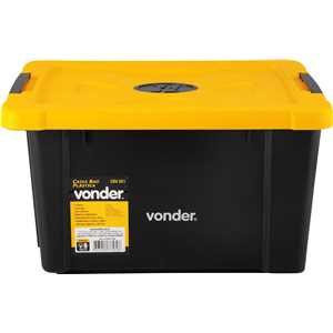 Caixa plástica/baú, preta e amarela, CBV 021, VONDER