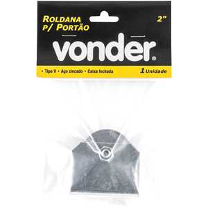 Roldana para portão 2", tipo V, aço zincado, caixa fechada, VONDER