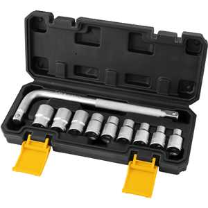 Jogo de soquetes estriados, encaixe 1/2", 8 mm a 20 mm, com 10 peças, VONDER