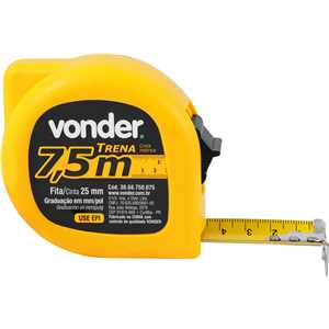 Trena curta de aço 7,5 m x 25 mm, caixa com 6, VONDER