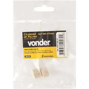 Cilindro de feltro para microrretífica, 12,7 mm x 9 mm, com 2 peças, VONDER