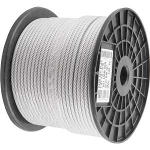 Cabo de aço plastificado transparente, alma de fibra, 4,76 mm - 3/16", 6 x 7, VONDER