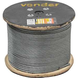 Cabo de aço galvanizado, alma de fibra, 7,94 mm - 5/16", 6 x 19S, VONDER
