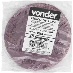 Disco de lixa costado em fibra, 4.1/2", grão 60  VDF 47, VONDER