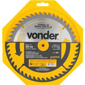 Lâmina de serra circular com dentes de metal duro/vídea, 200 mm x 30 mm, 48 dentes, VONDER