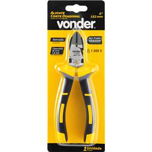 Alicate corte diagonal 6", para eletricista, com isolação até 1.000 V, VONDER