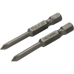 Jogo de bits de ponteiras phillips com encaixe sextavado 1/4", nº 0 x 50 mm, cartela com 2 peças, VONDER